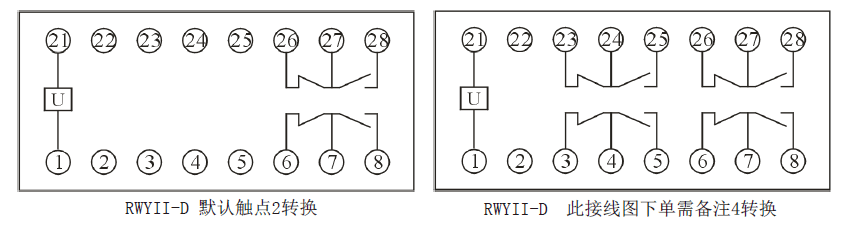 RWYII-D系列電壓繼電器內部接線圖