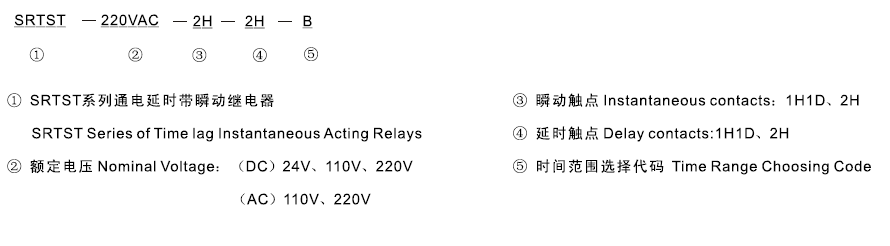 SRTST-110VDC-1H1D-1H1D-B型號及其含義