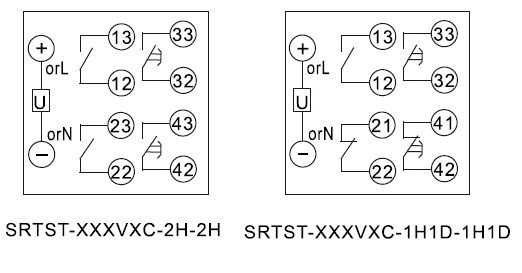 SRTST-110VDC-1H1D-1H1D-B內(nèi)部接線圖